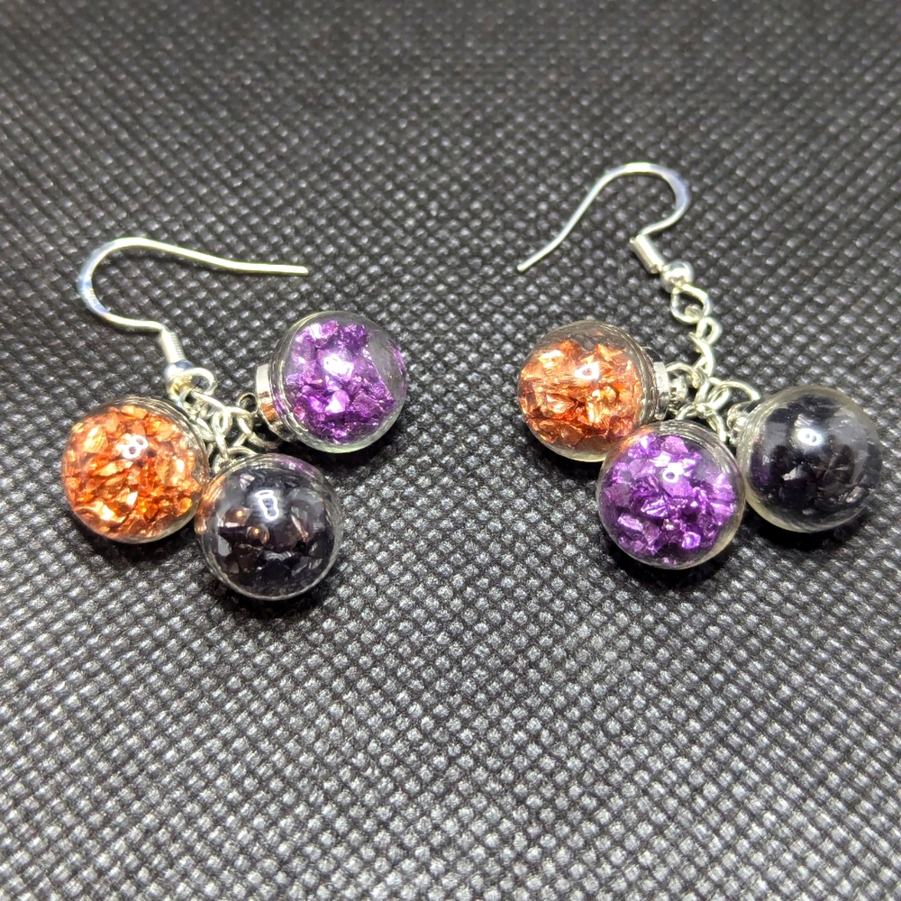 Halloween Glitter Ball Cluster Earrings - Picture 1 of 2